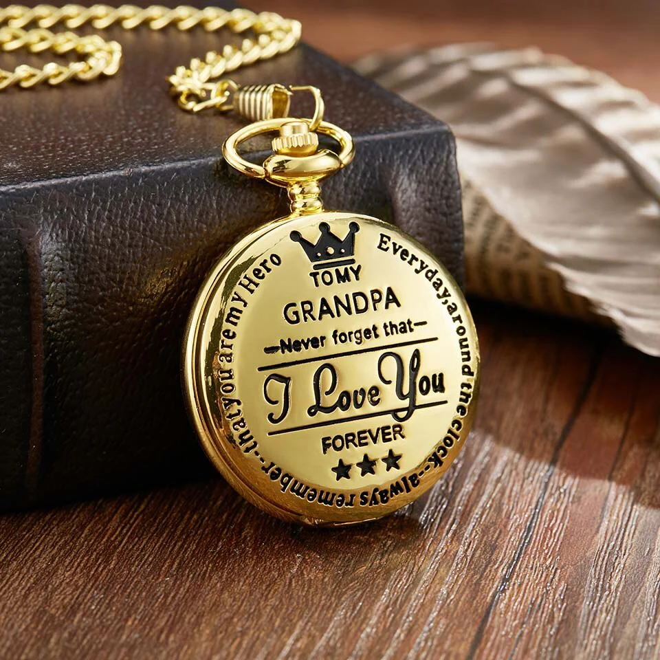 To My Grandpa Gold Pocket Watch