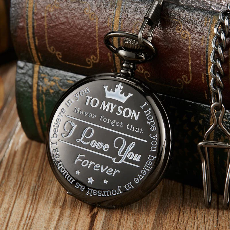 To My Son Black Pocket Watch
