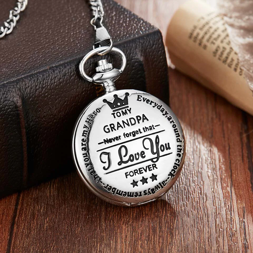 To My Grandpa Silver Pocket Watch
